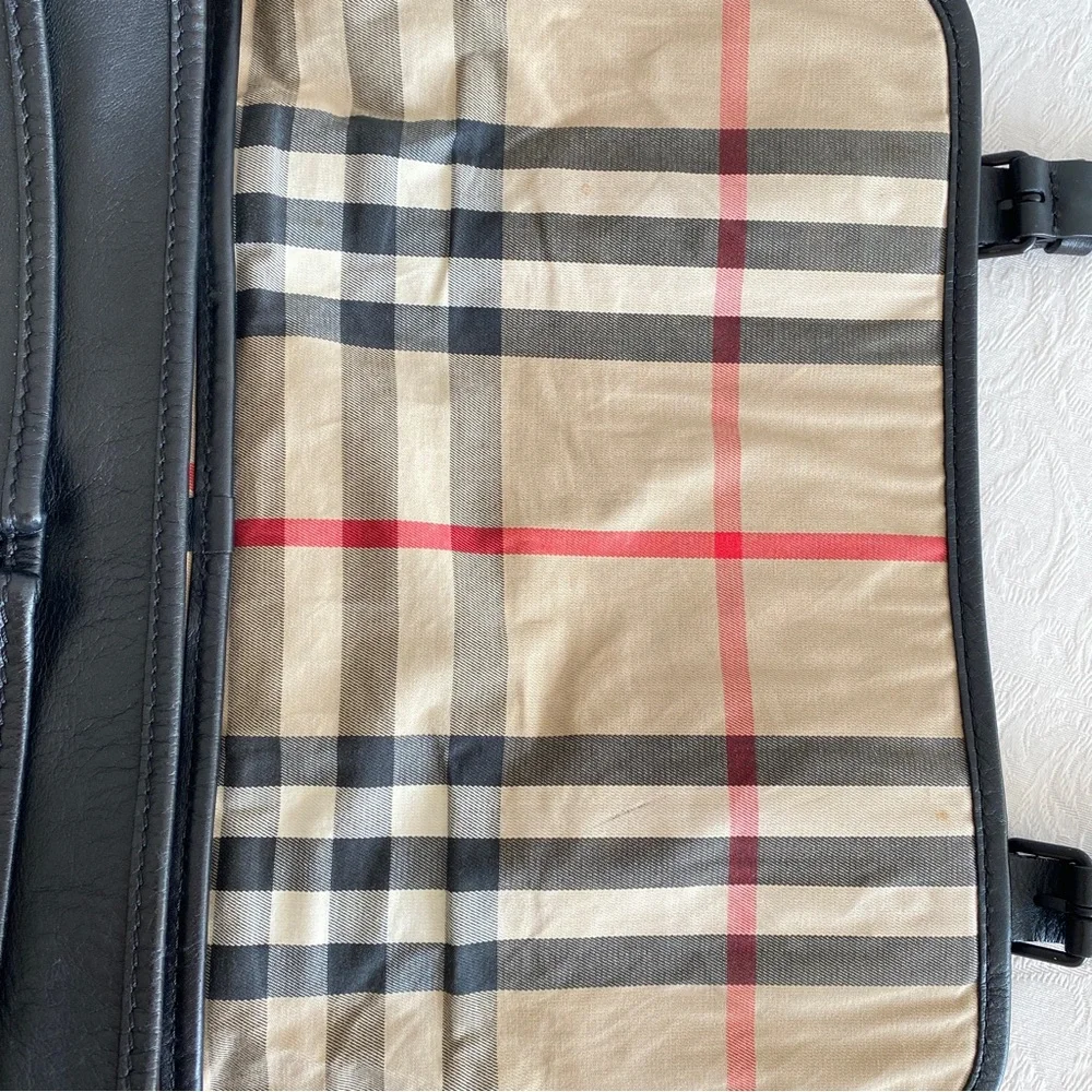 Burberry black leather messenger bag